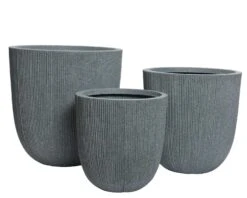 Lot De 3 Cache-pots Plastique Gris Foncé