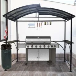 Abri Barbecue Autoportant 3,94m² Double Toit En Acier Galvanisé HABRITA
