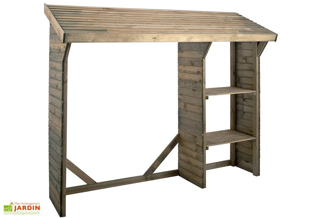 Abri Bûches à 2 Étagères Split (220 x 75,5 x 183 cm)