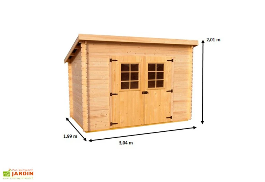 Abri de Jardin Bois 20 mm Monopente (198x314x200cm)