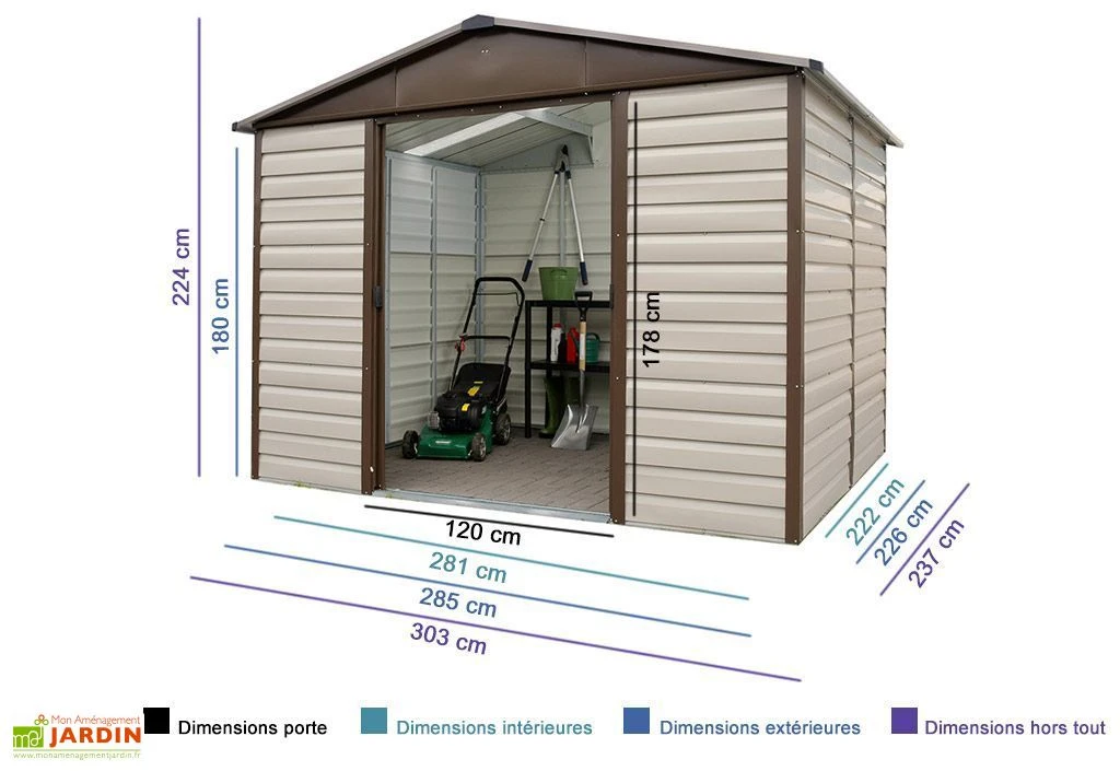 Abri de Jardin Acier Galvanisé Taupe Marron 237 x 303 cm 7,18 m²