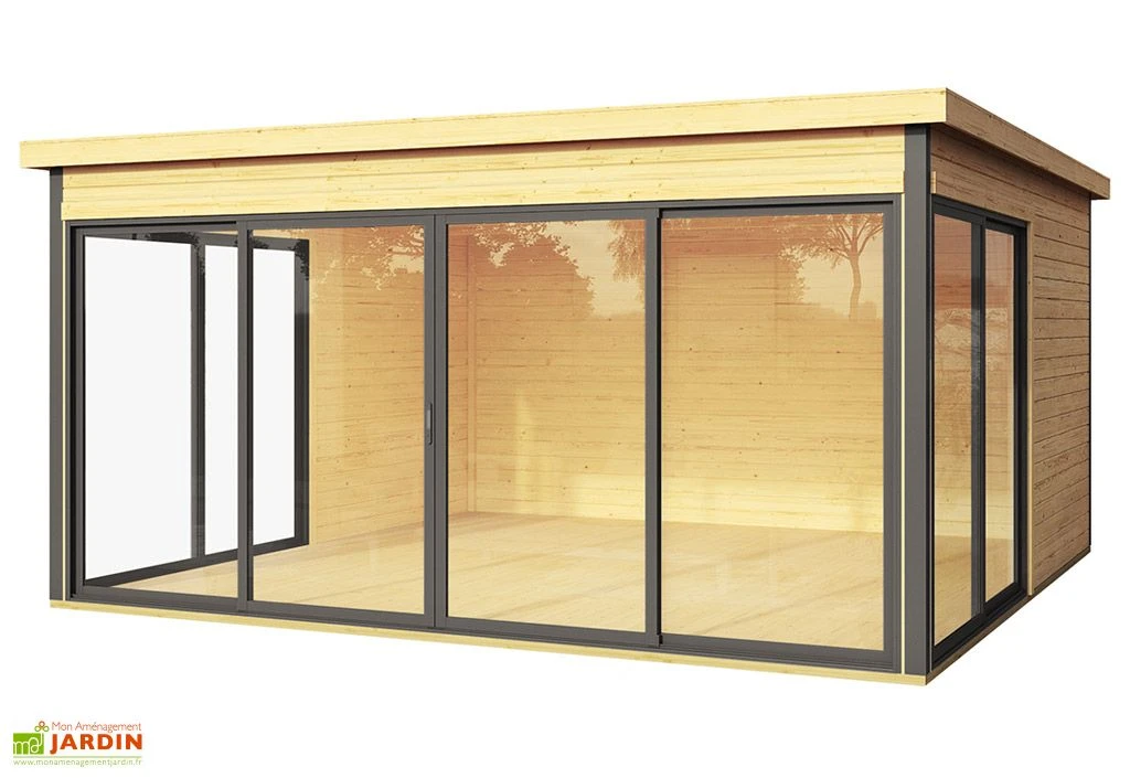 Abri de jardin en bois d’épicéa brut Domeo 5 Plus (17 m²)