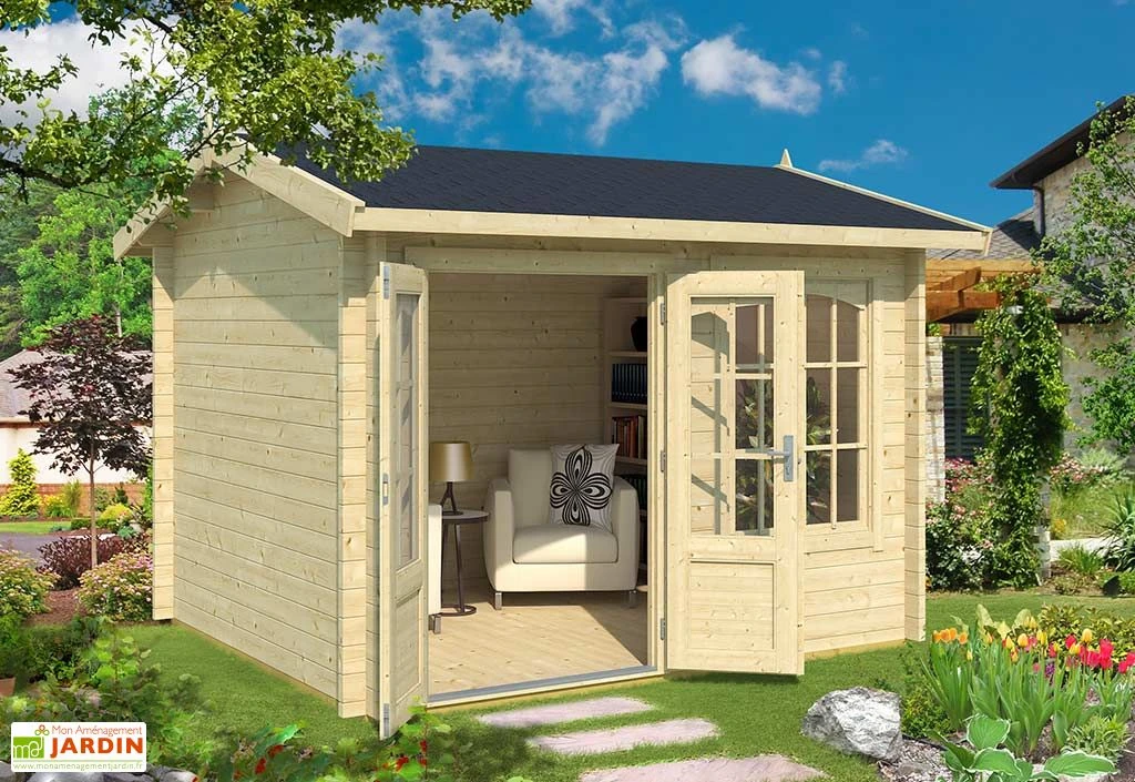 Abri de jardin en bois d’épicéa brut Alex - 7,5 m²
