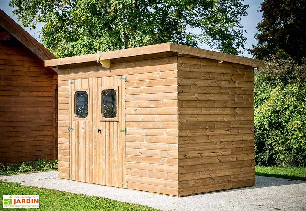 Abri de jardin en bois d’épicéa traité toit en acier Theora – 4,97 m²
