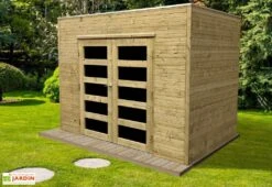 Solid Abri De Jardin En Bois Traité Capri 19 Mm – 6 M² Avec Toit Plat