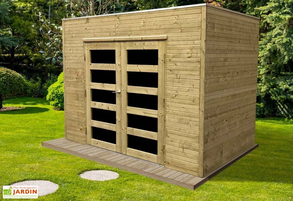 Abri de Jardin en Bois Traité Capri 19 mm – 6 m² avec Toit Plat