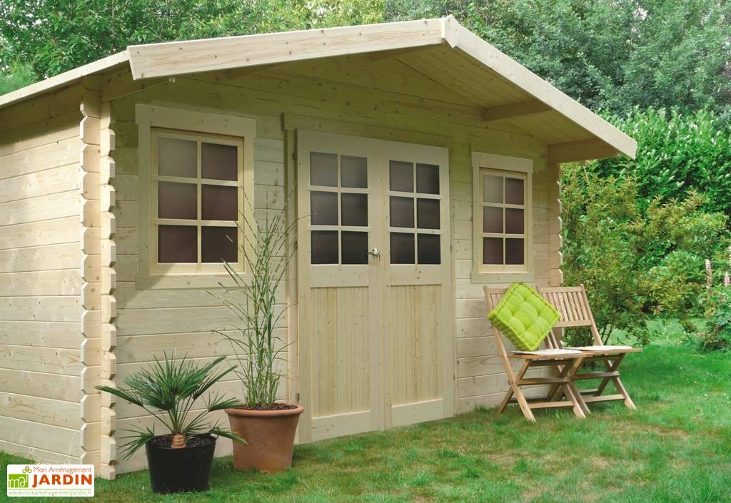Abri de Jardin en Bois Dole 28 mm - 12 m² avec Toit à 2 Pans