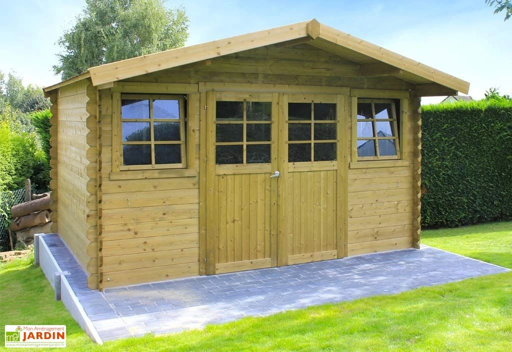Abri de Jardin en Bois Dole 28 mm - 12 m² avec Toit à 2 Pans