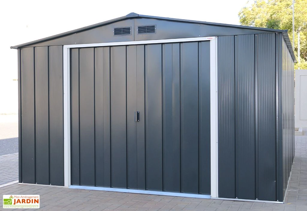 Abri de jardin en métal galvanisé anthracite Duramax 9 m²