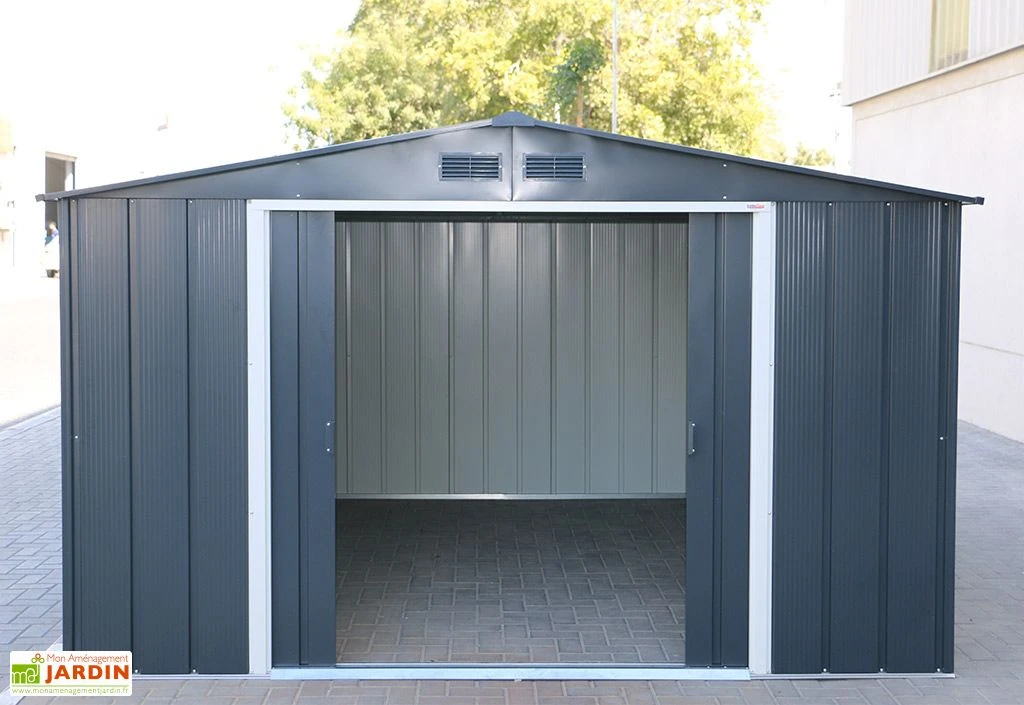 Abri de jardin en métal galvanisé anthracite Duramax 9 m²