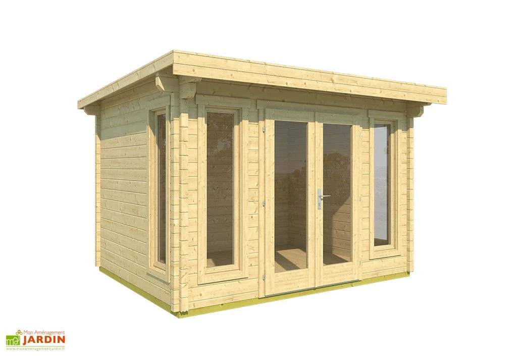 Abri de jardin moderne en bois d’épicéa brut Alex – 11,31 m²