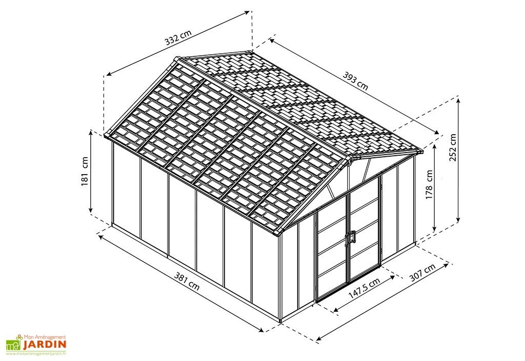 Abri de Jardin en Polycarbonate et Aluminium Yukon 11 m²