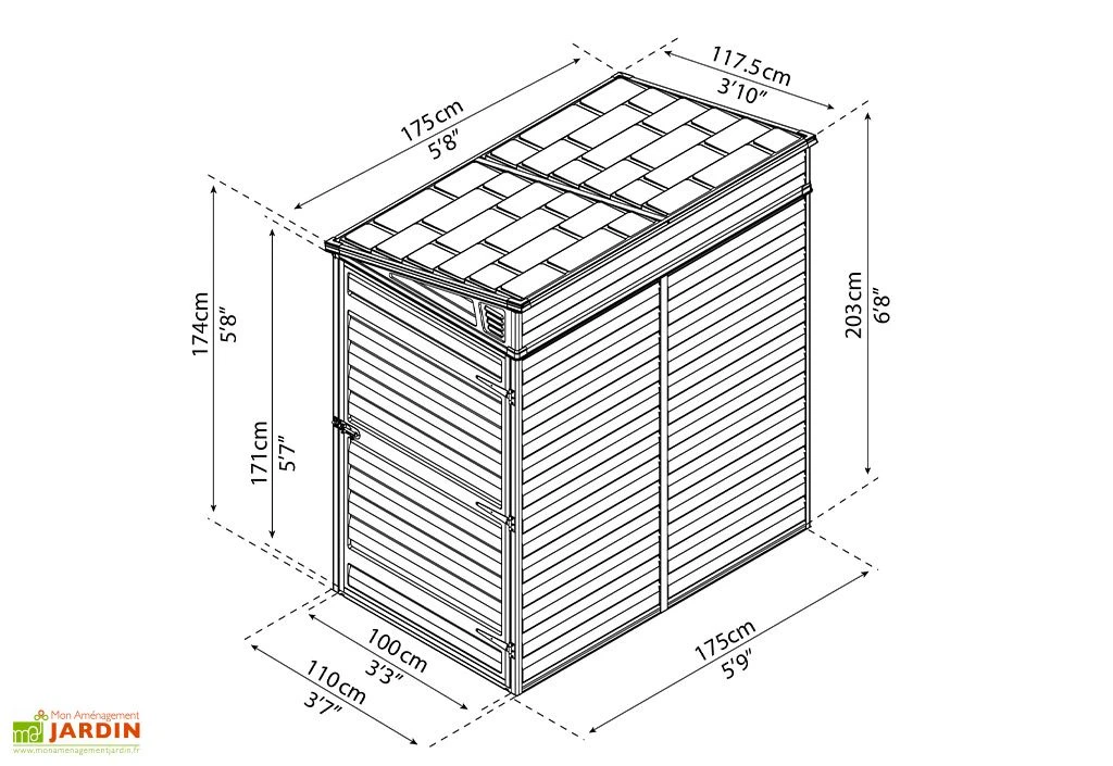 Abri de jardin Skylight 2,1 m² Pent Ambre | Palram - Canopia