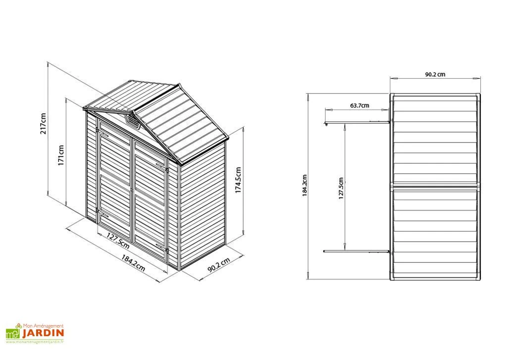 Abri de Jardin en Polycarbonate 1 x 2 m – Skylight Amber 6x3