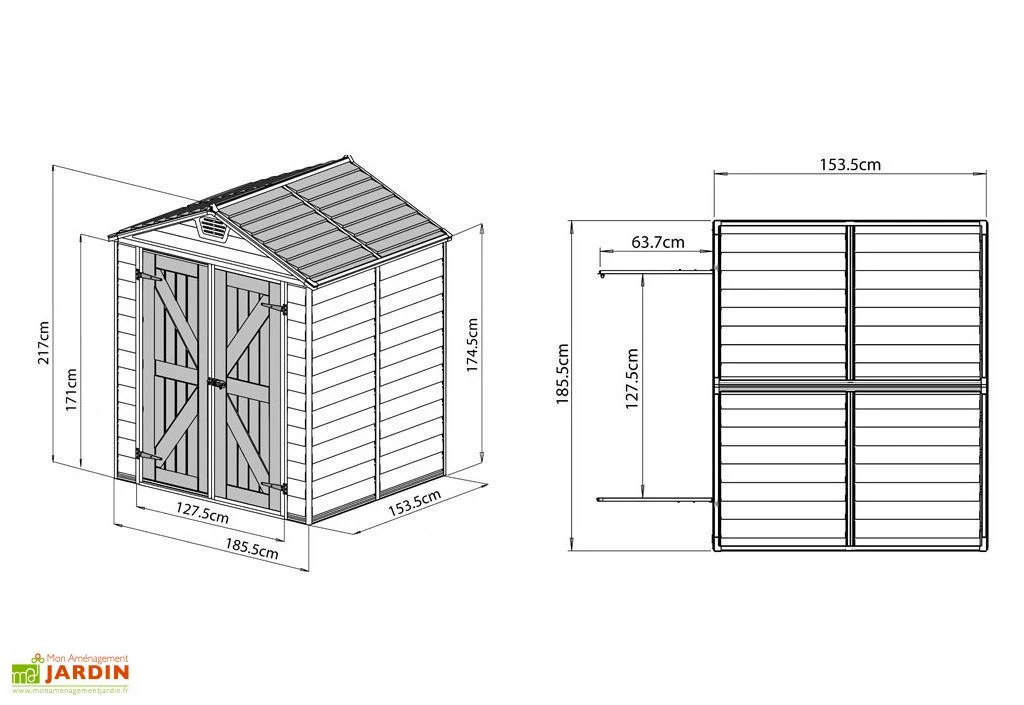 Abri de jardin Skylight 2,8 m² Gris/Noir | Palram - Canopia