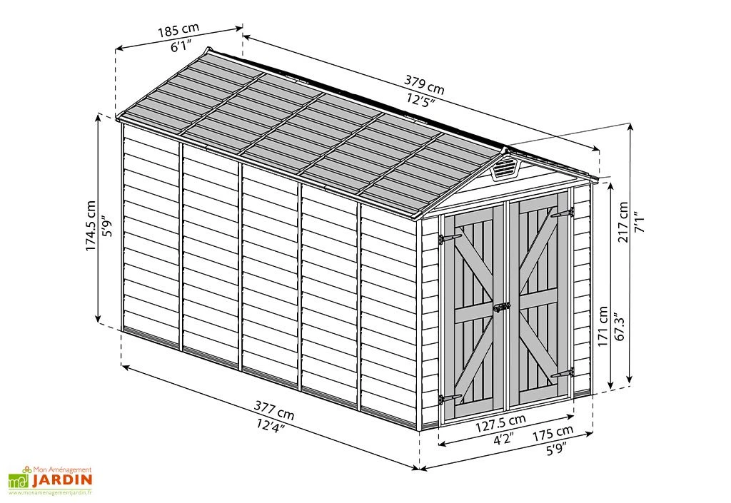 Abri de jardin Skylight 7 m² Gris/Noir | Palram - Canopia