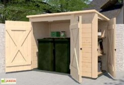 Abri Pour Vélos Ou Poubelles En Bois D’épicéa + Placard 95 X 215 Cm