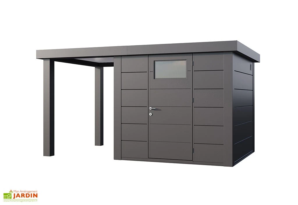 Abri de jardin en métal avec auvent Open Lounge anthracite – 9,7 m²