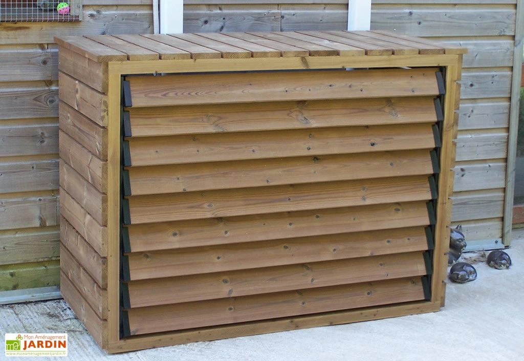 Cache Climatiseur Extérieur en Bois d’Épicéa Traité 132 x 58 x 98 cm