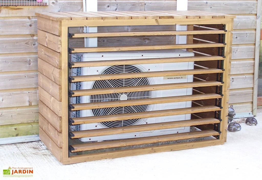 Cache Climatiseur Extérieur en Bois d’Épicéa Traité 132 x 58 x 98 cm