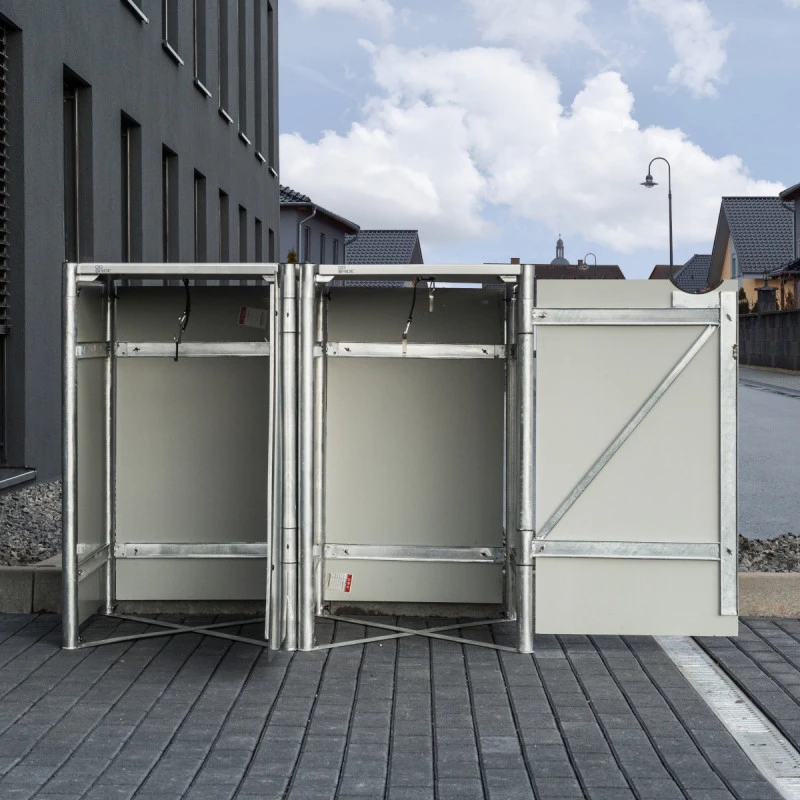 Cache-poubelle 2 compartiments Müllbox en aluminium noir 2x240L – HIDE