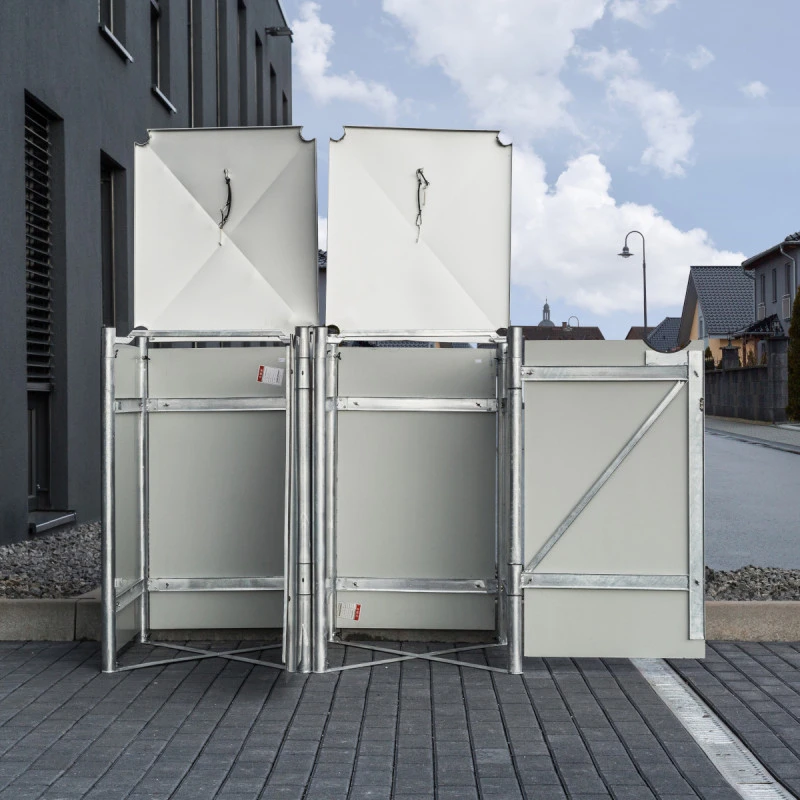 Cache-poubelle 2 compartiments Müllbox en aluminium noir 2x240L – HIDE