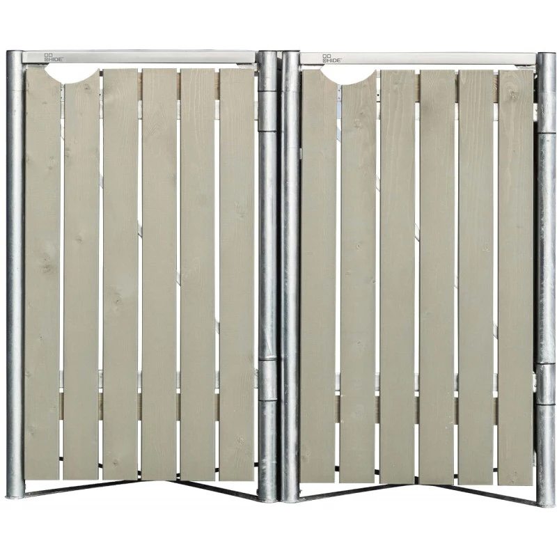 Cache-poubelle 2 compartiments Müllbox en bois traité gris 2x240L – HIDE