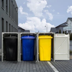 Cache-poubelle 3 Compartiments Müllbox En Aluminium Noir 3x240L – HIDE