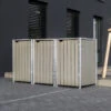 Cache-poubelle 3 Compartiments Müllbox En Bois Traité Gris 3x240L – HIDE