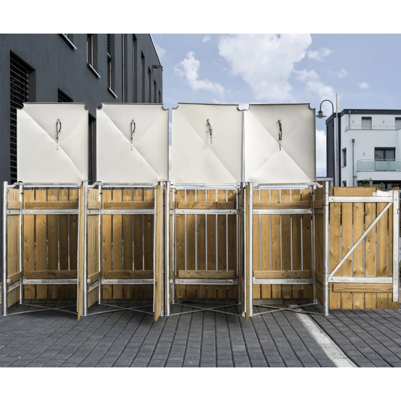 Cache-poubelle 4 compartiments Müllbox en bois traité naturel 4x240L – HIDE