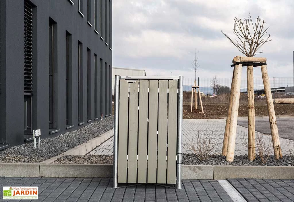 Cache-poubelle simple en acier et bois de pin traité 69 x 80 x 115 cm