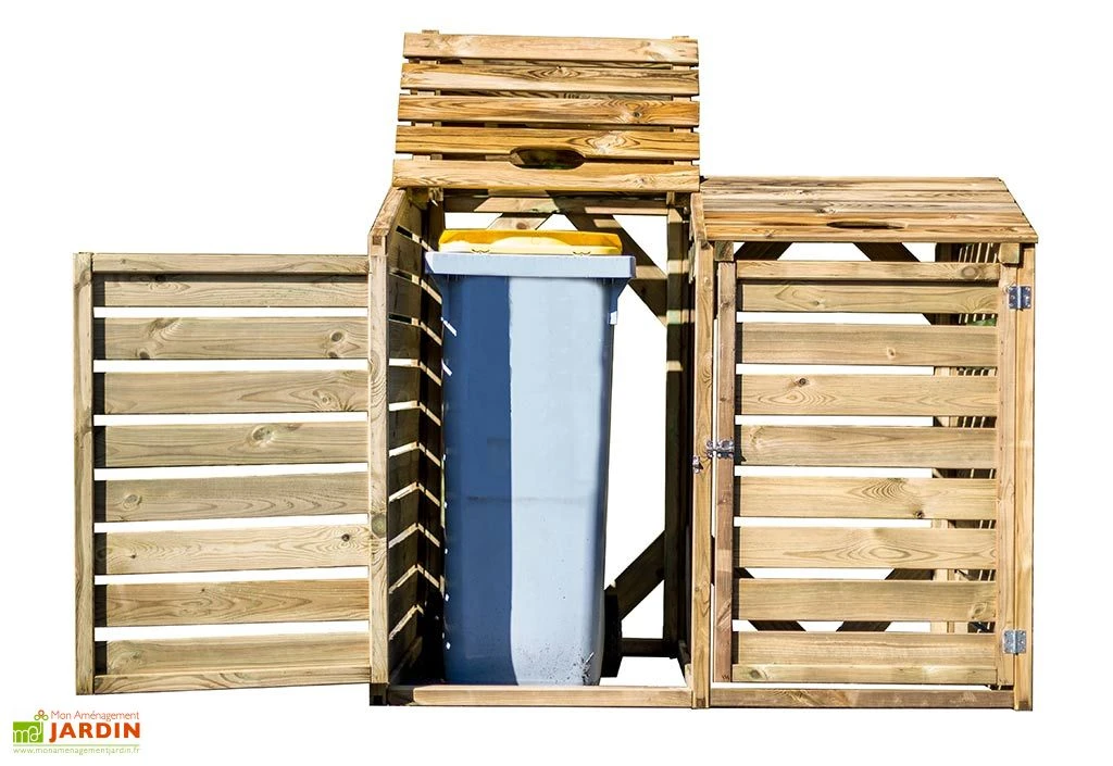 Cache Poubelle Bois Double (150x90x120)