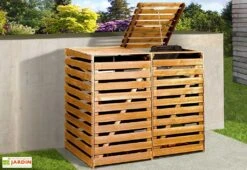 Cache-poubelle Double En Bois De Pin Traité 92 X 148 X 122 Cm