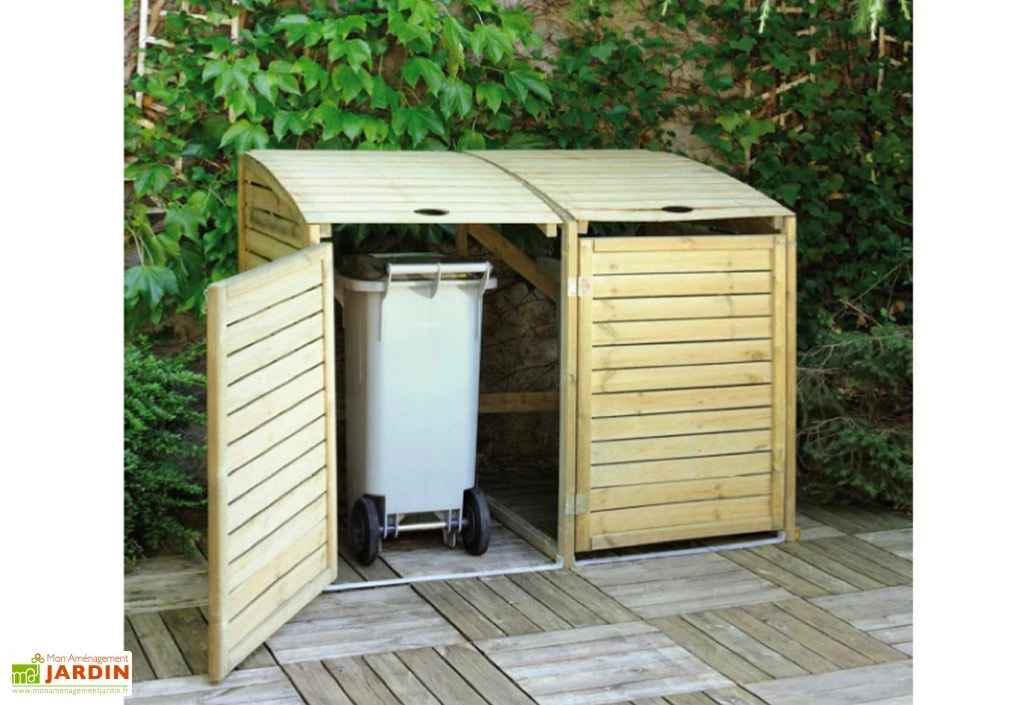 Cache Poubelle Double en Bois Traité Dioica