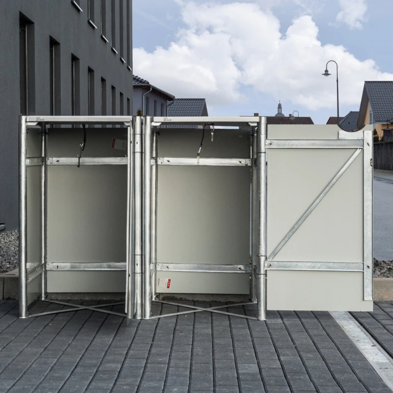 Cache-poubelle 2 compartiments Müllbox en aluminium noir 2x140L – HIDE