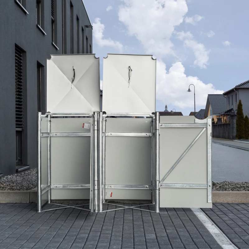 Cache-poubelle 2 compartiments Müllbox en aluminium noir 2x140L – HIDE