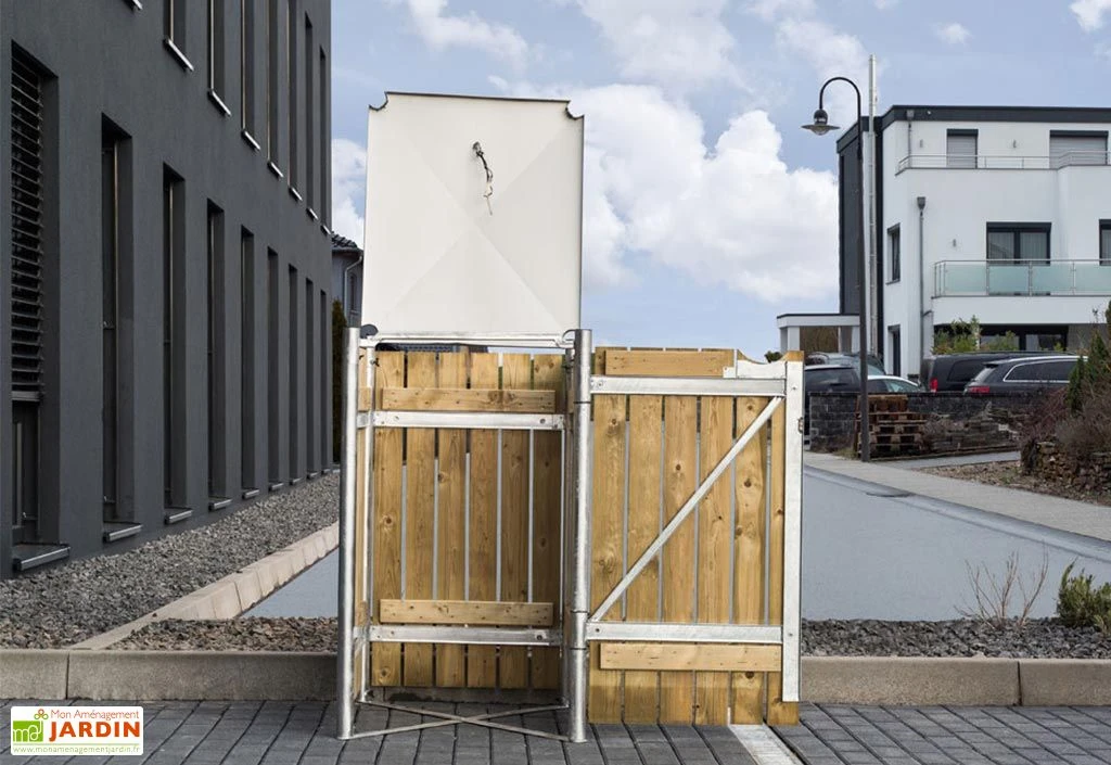 Cache-poubelle simple en acier et bois de pin traité 69 x 80 x 115 cm