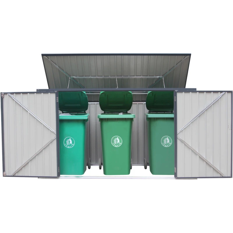 Cache-poubelle triple 235x100x131cm en acier pour conteneurs 240L – Westmann