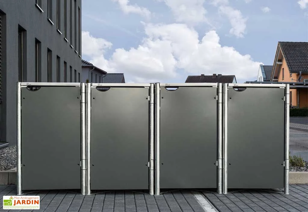 Cache-poubelles en acier et composite aluminium 241 x 63 x 115 cm