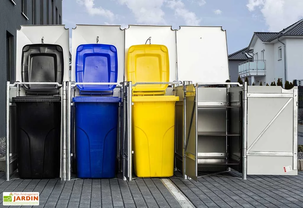 Cache-poubelles en acier et composite aluminium 241 x 63 x 115 cm