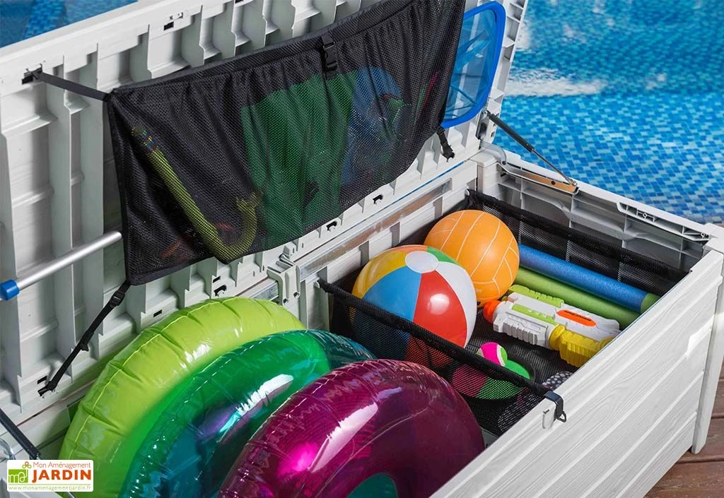 Coffre de Jardin et Piscine Keter Blanc en Résine – Pool Box 455 L