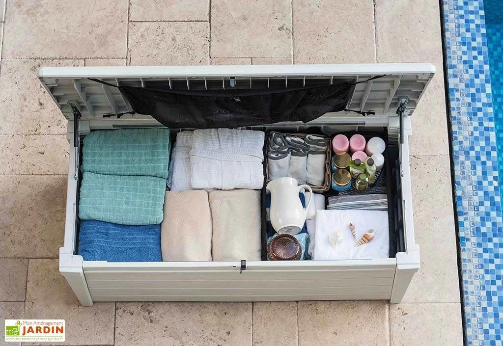 Coffre de Jardin et Piscine Keter Blanc en Résine – Pool Box 455 L