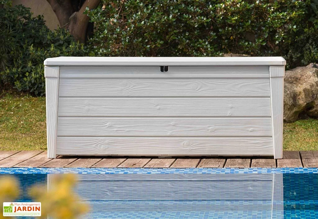 Coffre de Jardin et Piscine Keter Blanc en Résine – Pool Box 455 L