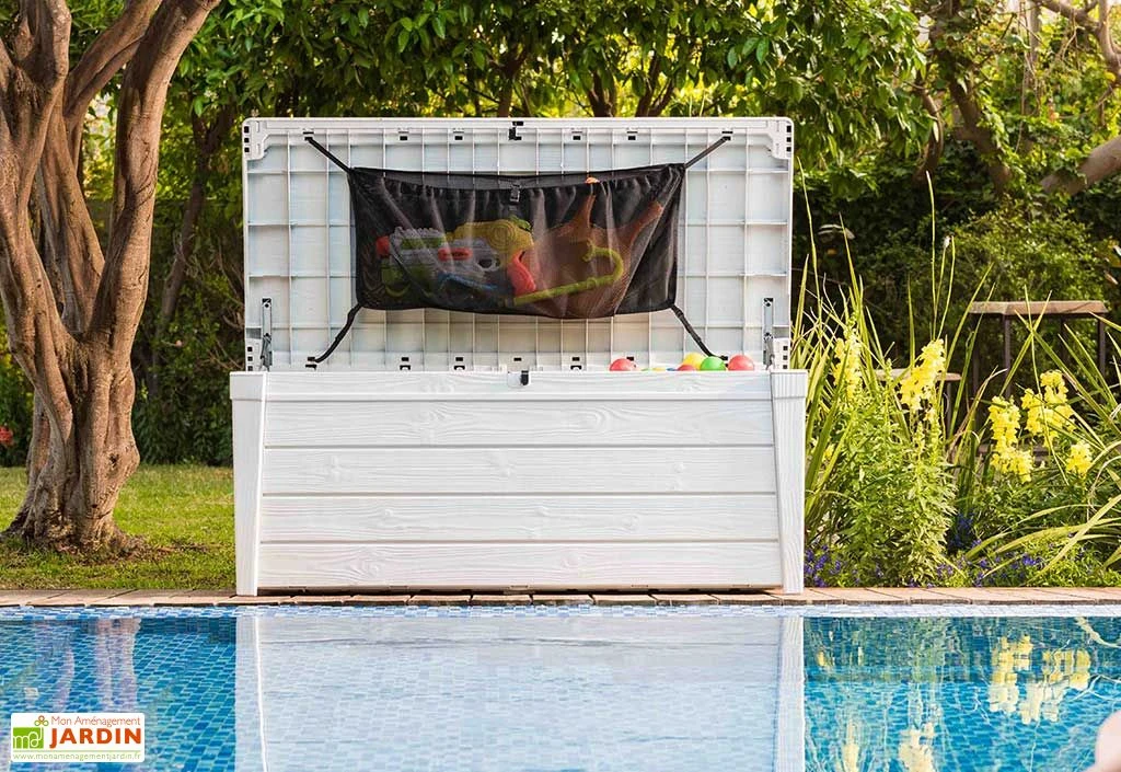 Coffre de Jardin et Piscine Keter Blanc en Résine – Pool Box 455 L