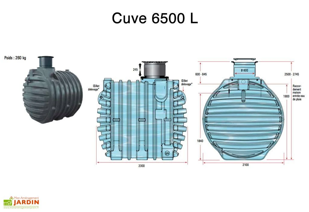Cuve Rétention d'Eau de Pluie 6500 L