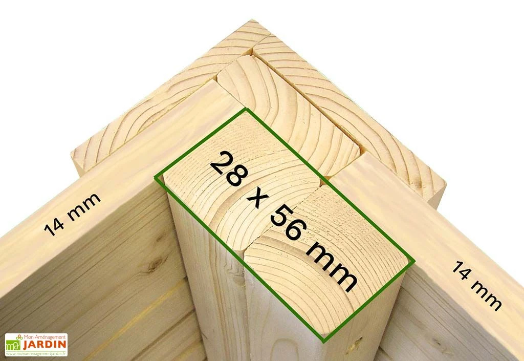 Abri à vélos en bois de sapin brut Cykel 2,1 m²