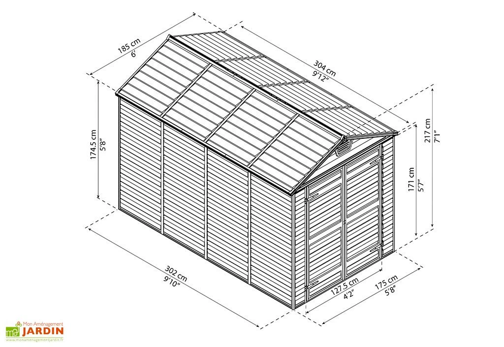 Abri de jardin Skylight 5,6 m² Ambre | Palram - Canopia