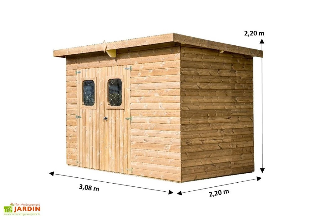 Abri de jardin en bois d’épicéa traité toit en acier Theora – 4,97 m²