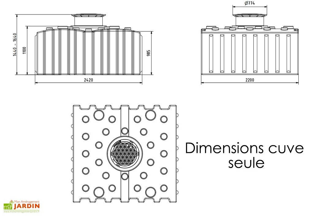 Cuve de récupération d’eau de pluie enterrée – 4000 L plate