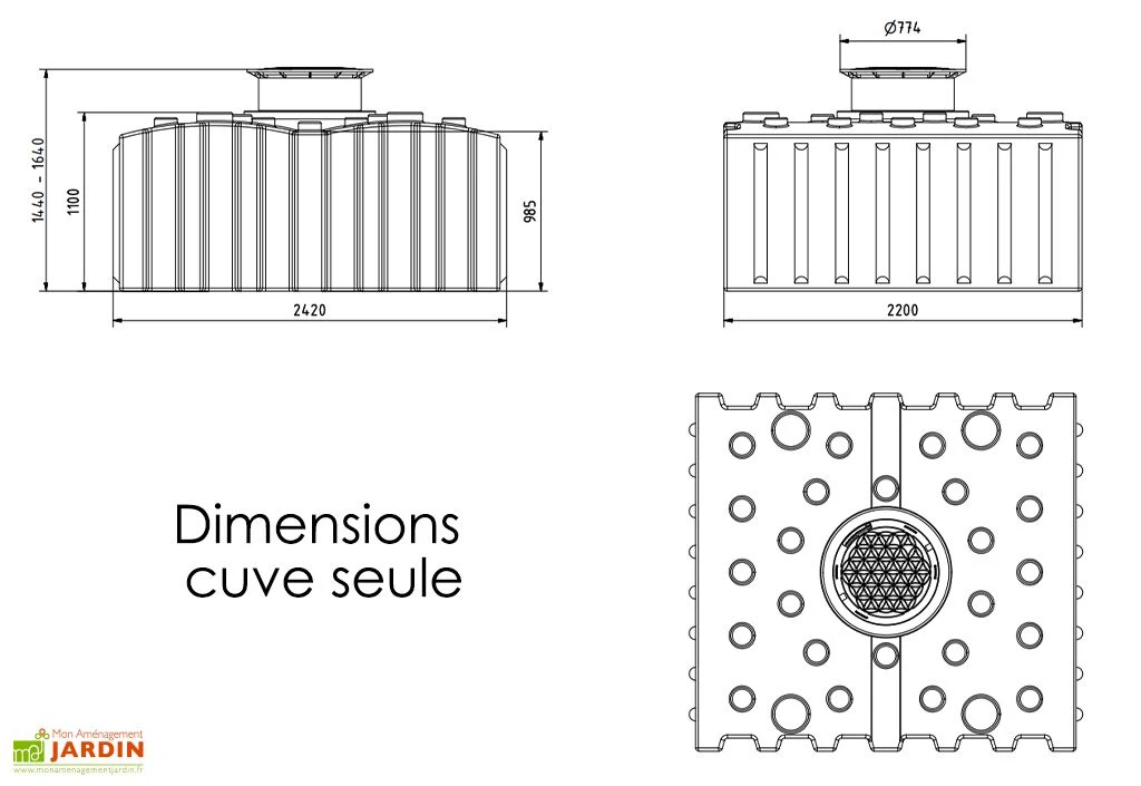 Cuve de récupération d’eau de pluie enterrée – 5000 L plate